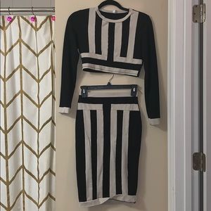 black and cream colored 2 piece set
